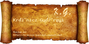 Kránicz Györgyi névjegykártya